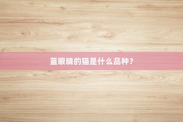 蓝眼睛的猫是什么品种？
